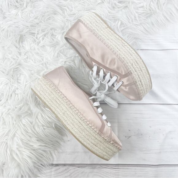 Miu Miu Women's Pink Satin Lace-up Platform Espadrille Sneaker Size‎ 42 - Picture 4 of 8